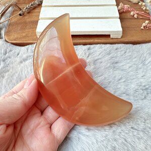Beautiful Honey Calcite Moon Carving